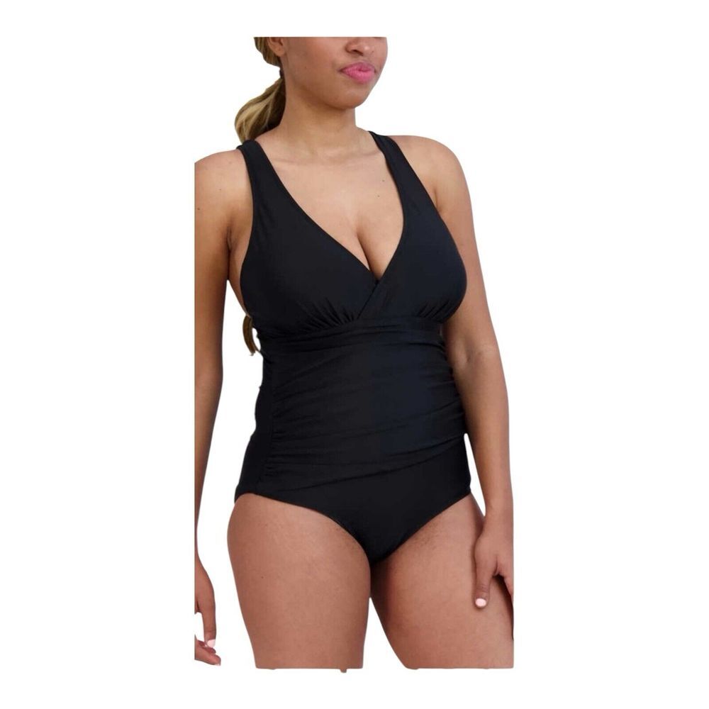 NEW!! Eddie Bauer Women's UV‎ Protection Ruched Black One Piece Swimsuits XXL